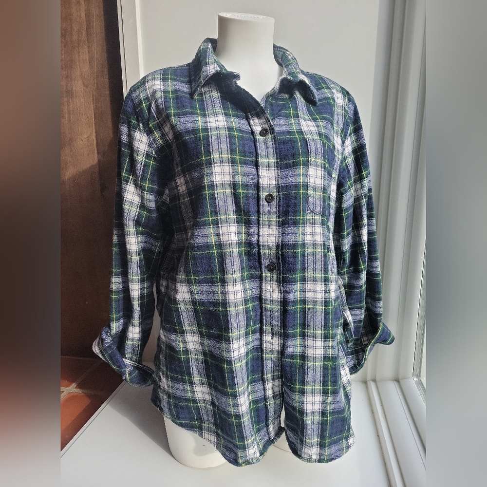 Women's LLBEAN Plaid Flannel Shirt LARGE